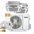Zone Air® Airframe DUAL ZONE 21,500 BTU (12K+9.5K) 21 SEER2 230V Ceiling Cassette Mini-Split Heat Pump System with 2x Pre-Charged Linesets - Up to 1,075 Sq Ft