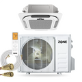 Zone Air® Airframe 12,000 BTU 21 SEER2 230V Ceiling Cassette Mini-Split Heat Pump AC with Pre-Charged Lineset - Up to 600 Sq Ft