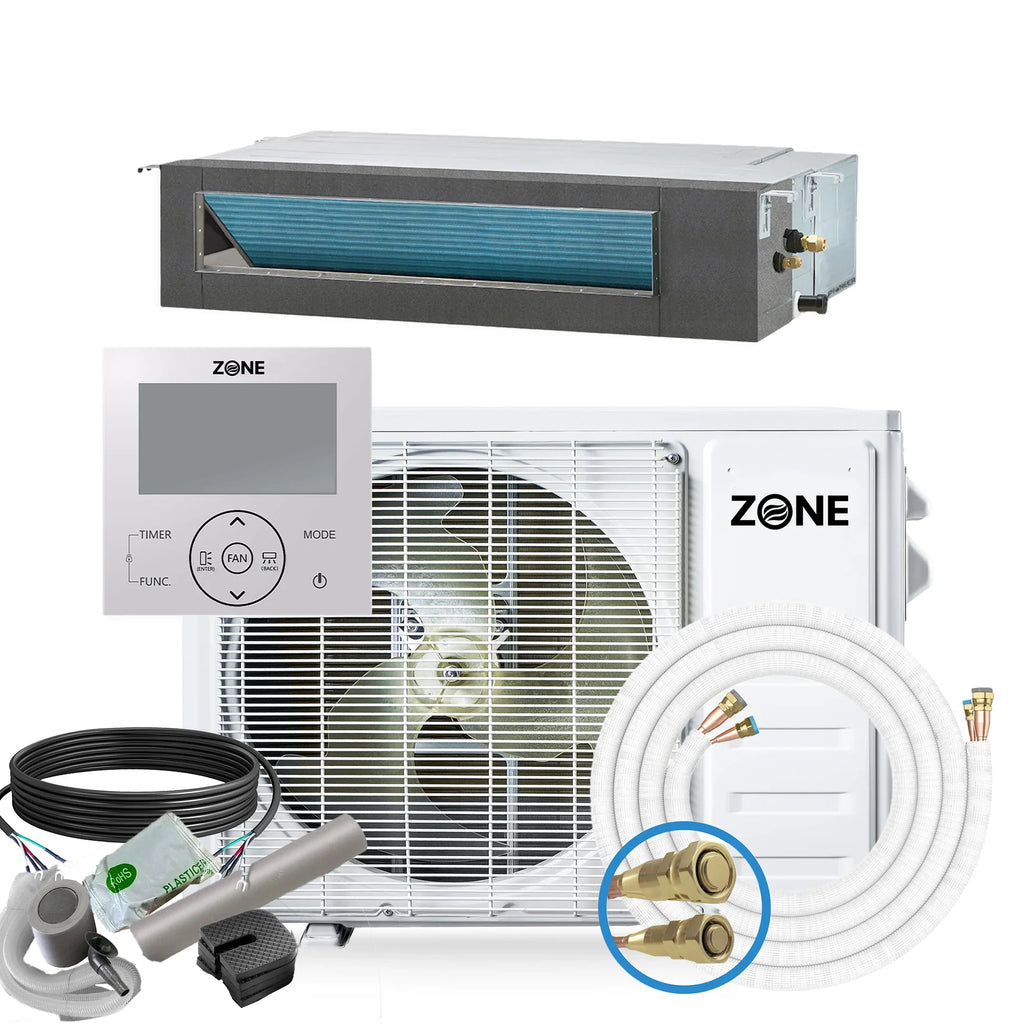 Zone Air® Thin-Air 11,000 BTU 19 SEER2 230V Concealed Mini-Split Heat Pump AC - Up to 550 Sq Ft