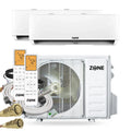 Zone Air® DIY DUAL ZONE 30,000 BTU (12K+18K) 24 SEER2 230V Wall Mount Ductless Mini-Split Heat Pump System with 2x Pre-Charged Linesets - Up to 1,500 Sq Ft